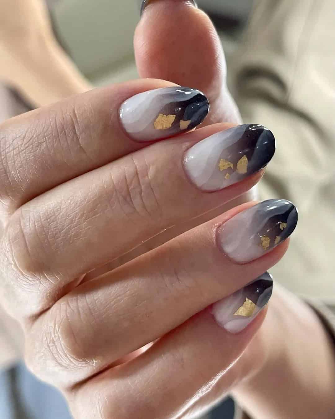 Black And Gold Ombre Nails