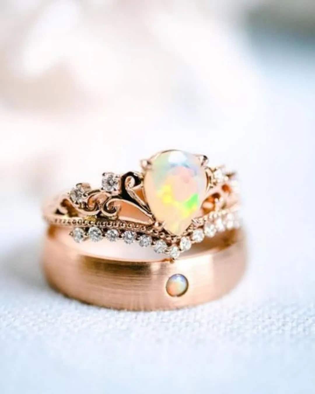 Rose Gold Opal Rings