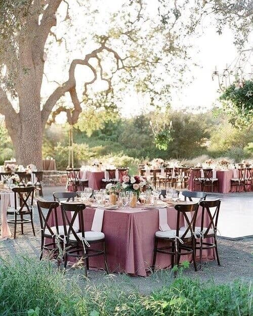 Burgundy tablecloth