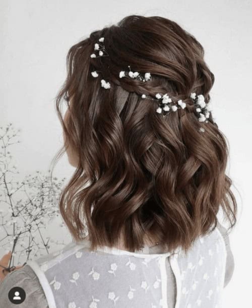 Half-up do with flower add-ons