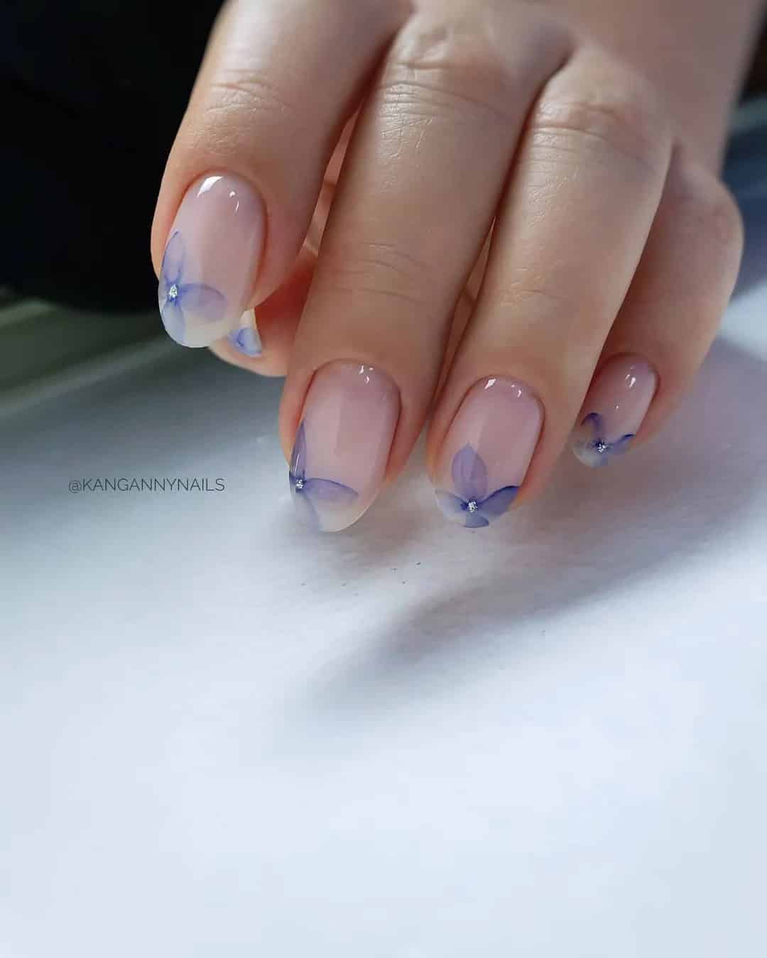 Painted Cute Nude Wedding Nails