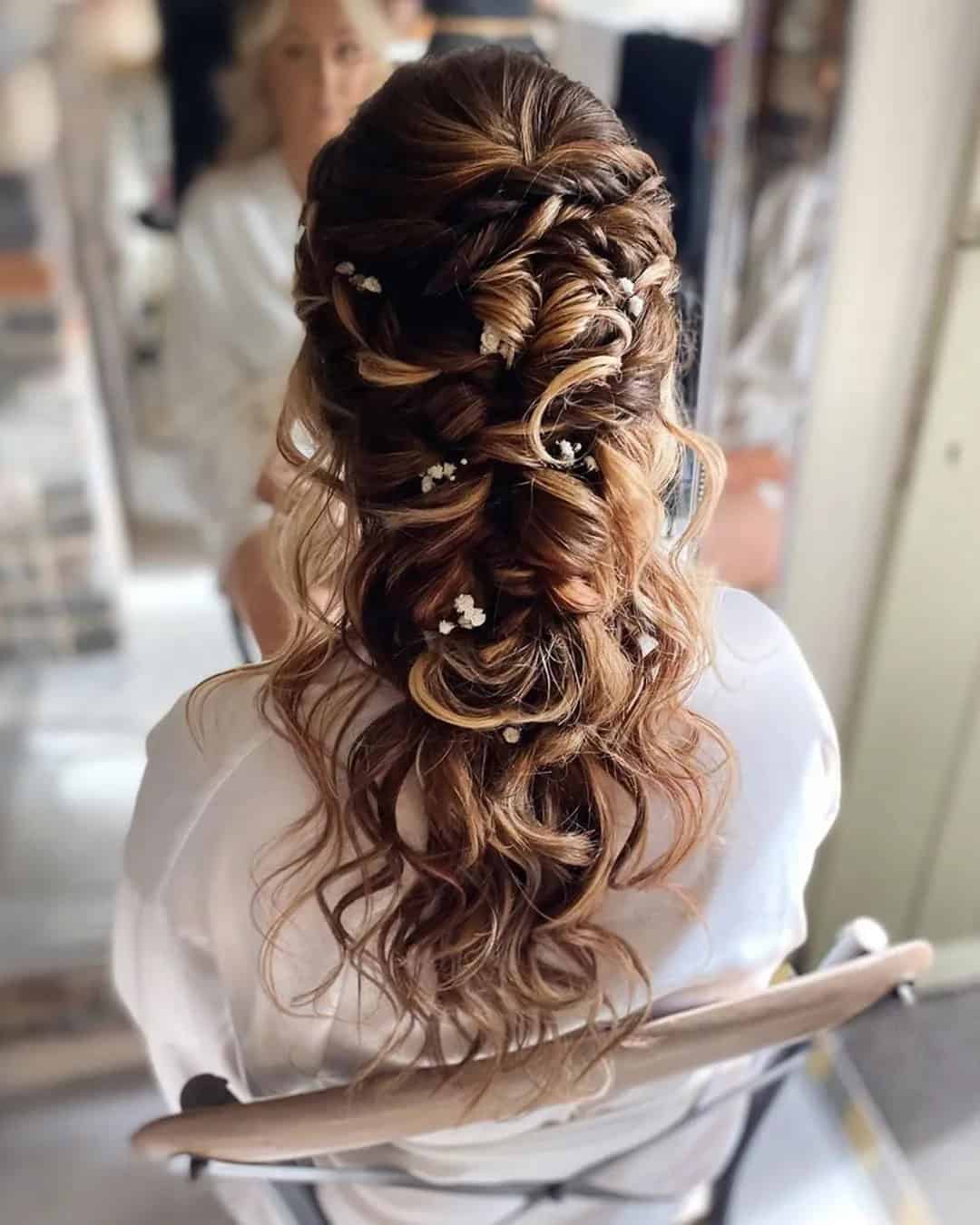 Half Up Bridal Hair with Flowers