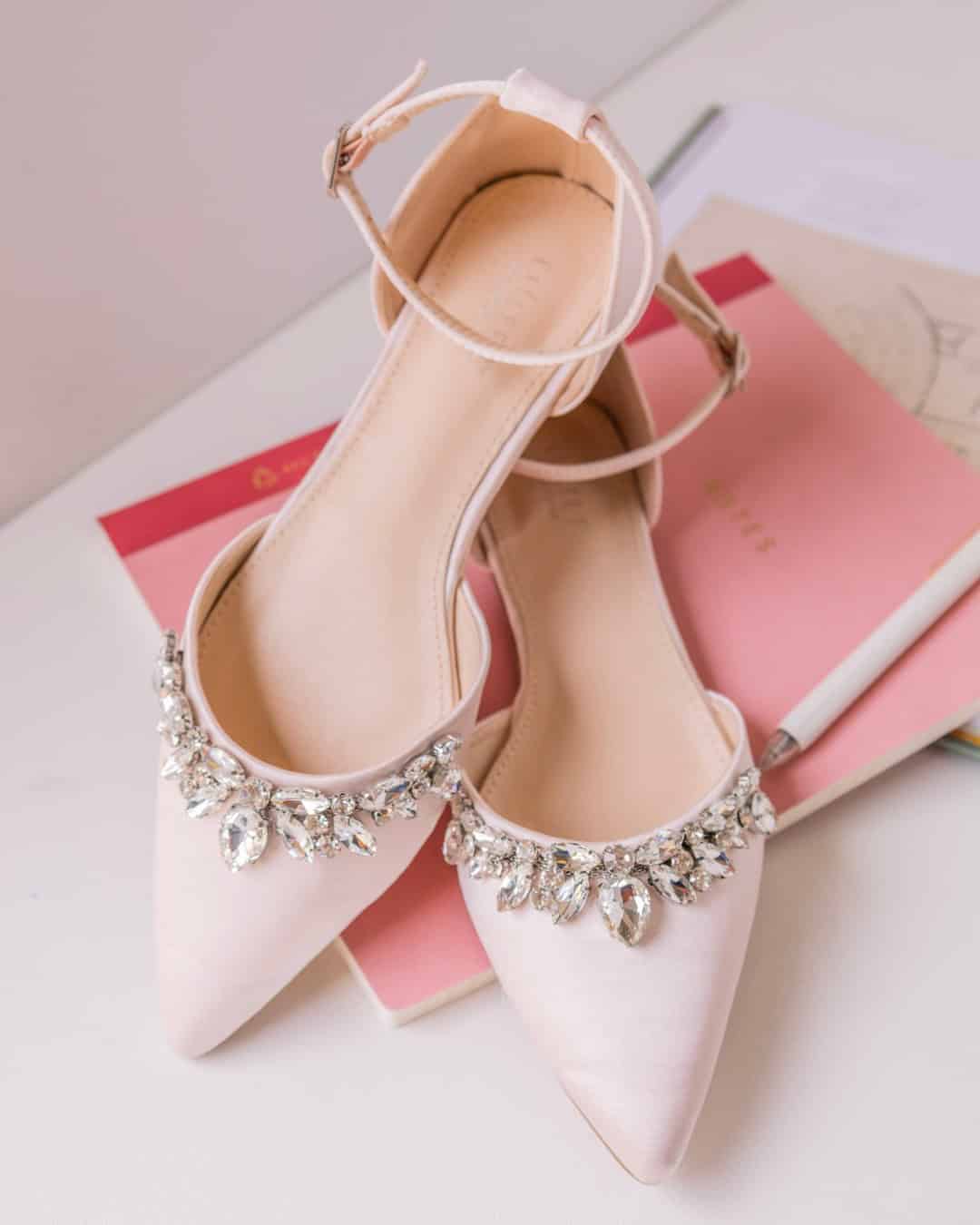 Blush Low Heels for a Bride