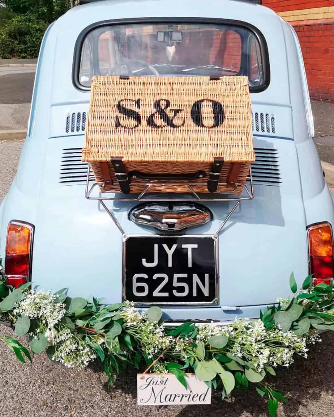 Country Wedding Decorated Car