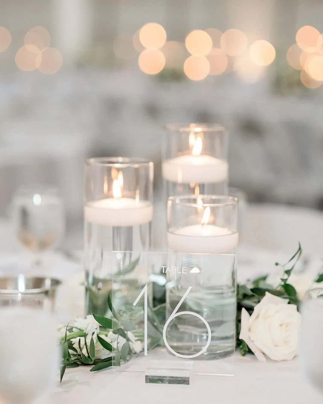 Floating Candles Wedding Centerpiece