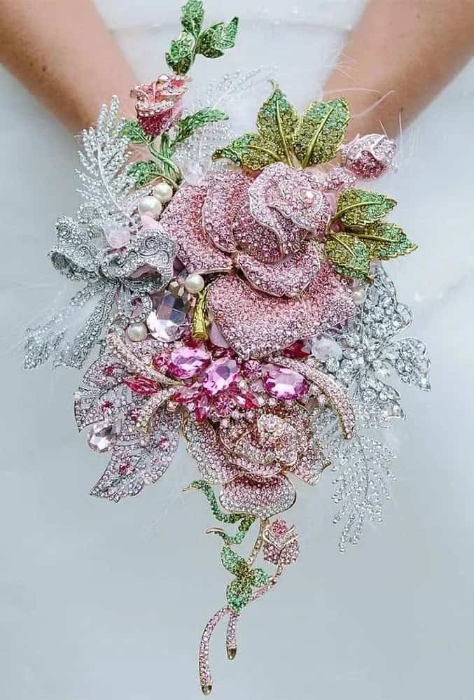 Whole Crystals Brooch Bouquets