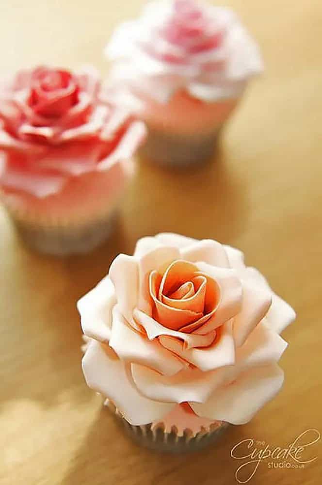 Flowers Cupcakes In Pastel Colors