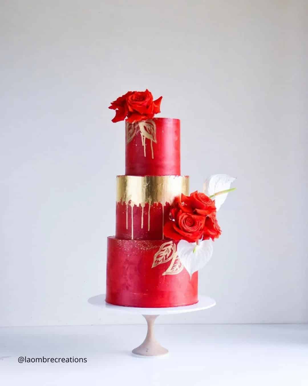 Red And White Wedding Cakes