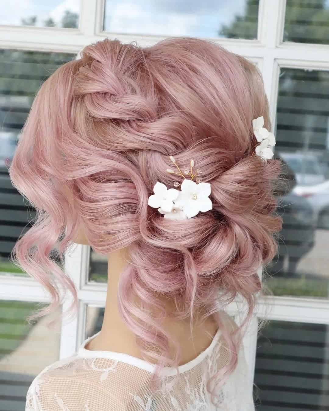 Wedding Hairstyles With Flowers Medium Length Hair