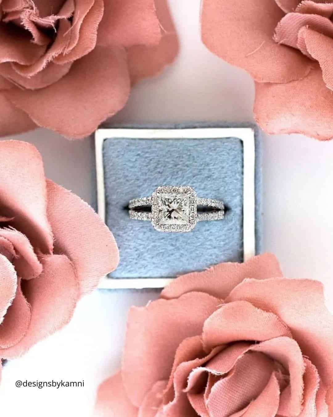 Halo Princess Cut Engagement Rings