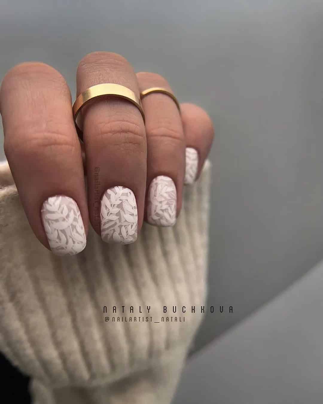 Short White Wedding Nails