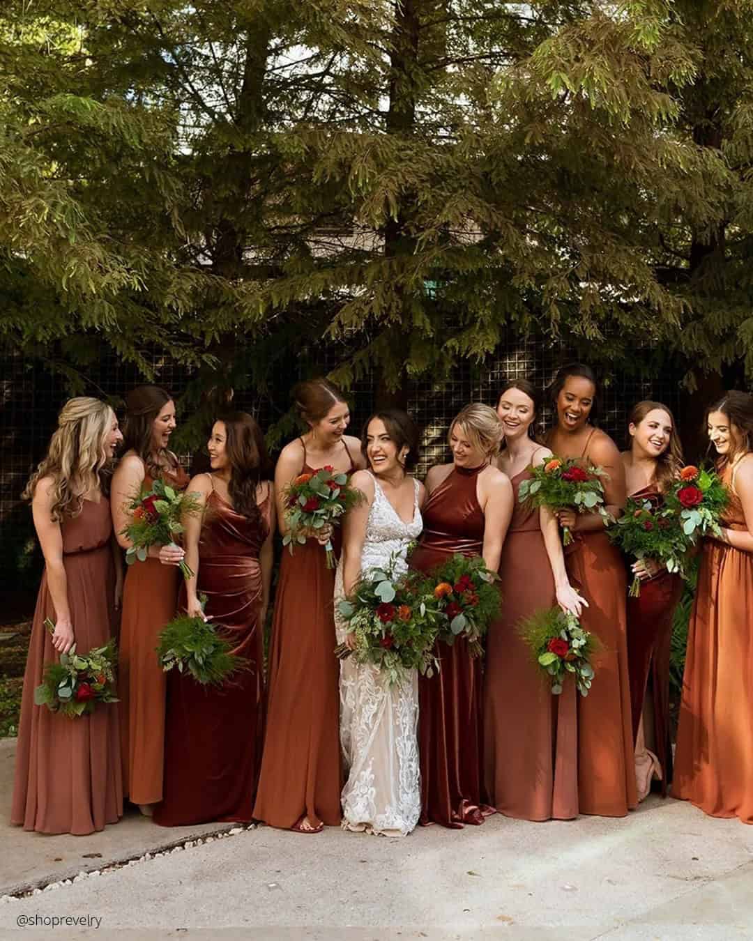 Chiffon Burnt Orange Bridal Dresses