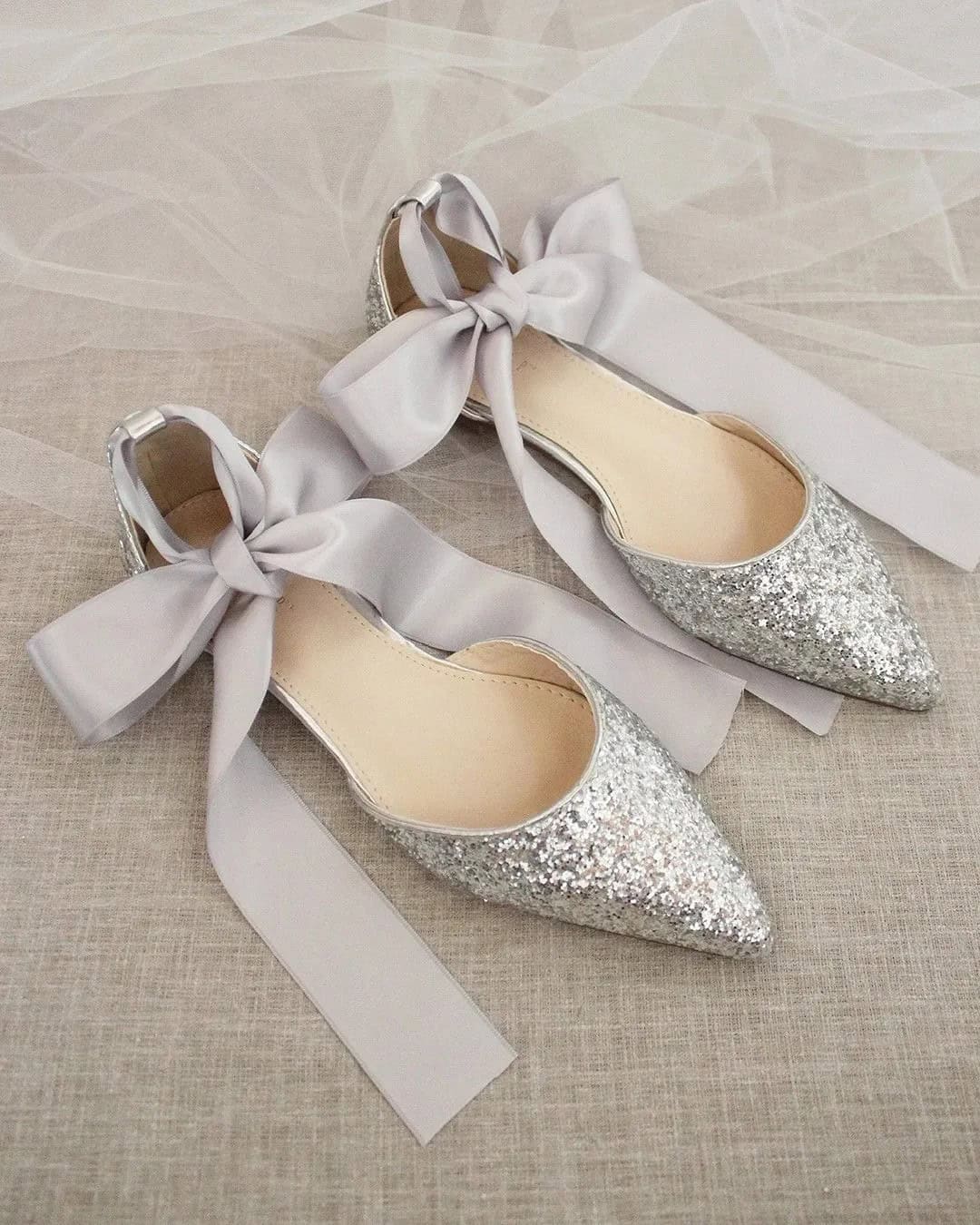 Comfortable Silver Flats For Wedding