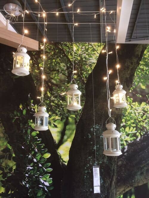 Hanging lanterns and fairy lights