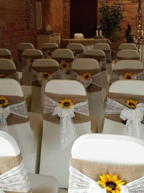 Sunflower, burlap chair decor