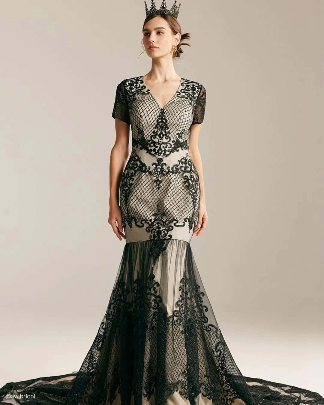 Lace Bridal Gowns For Black Party