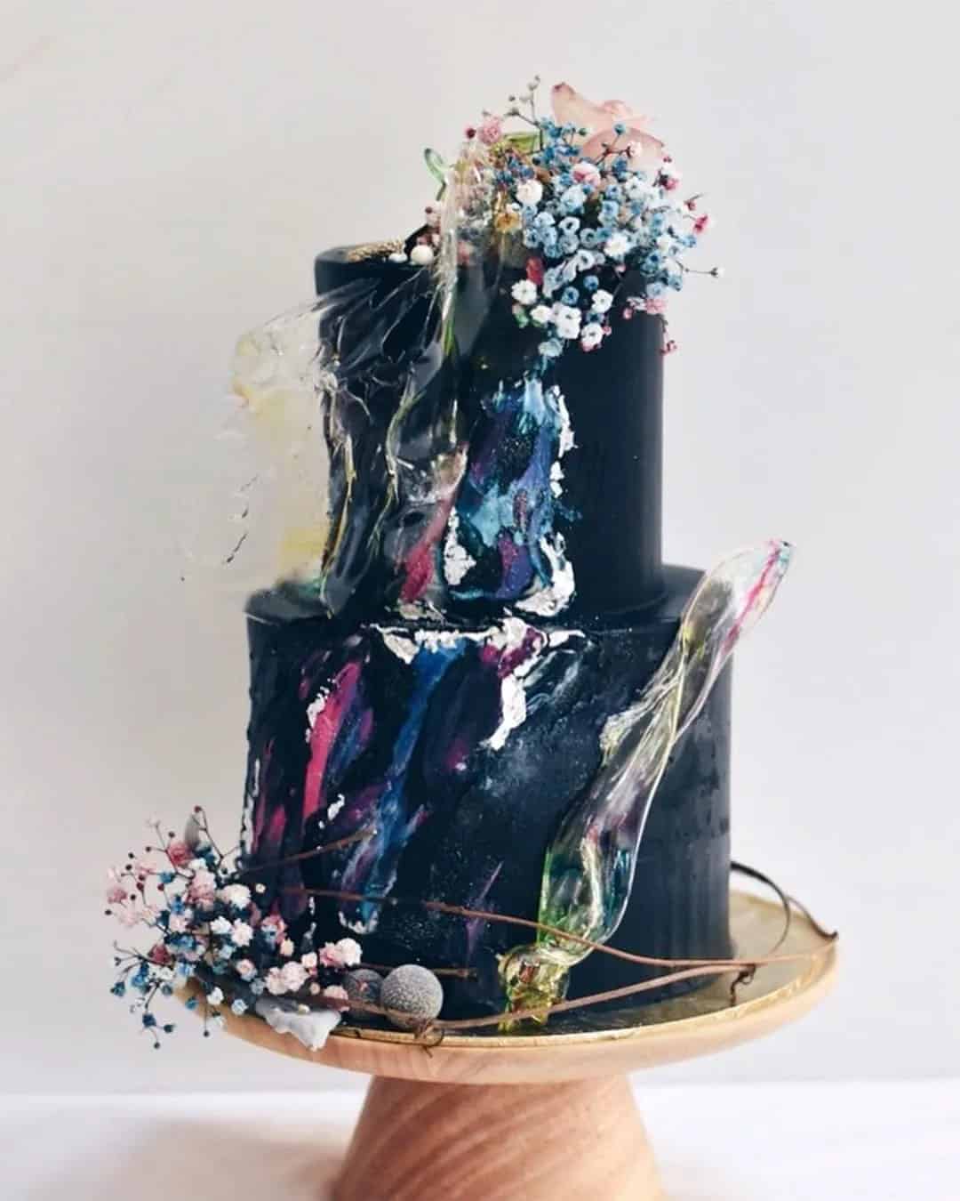 Black Cakes In Rustic Style