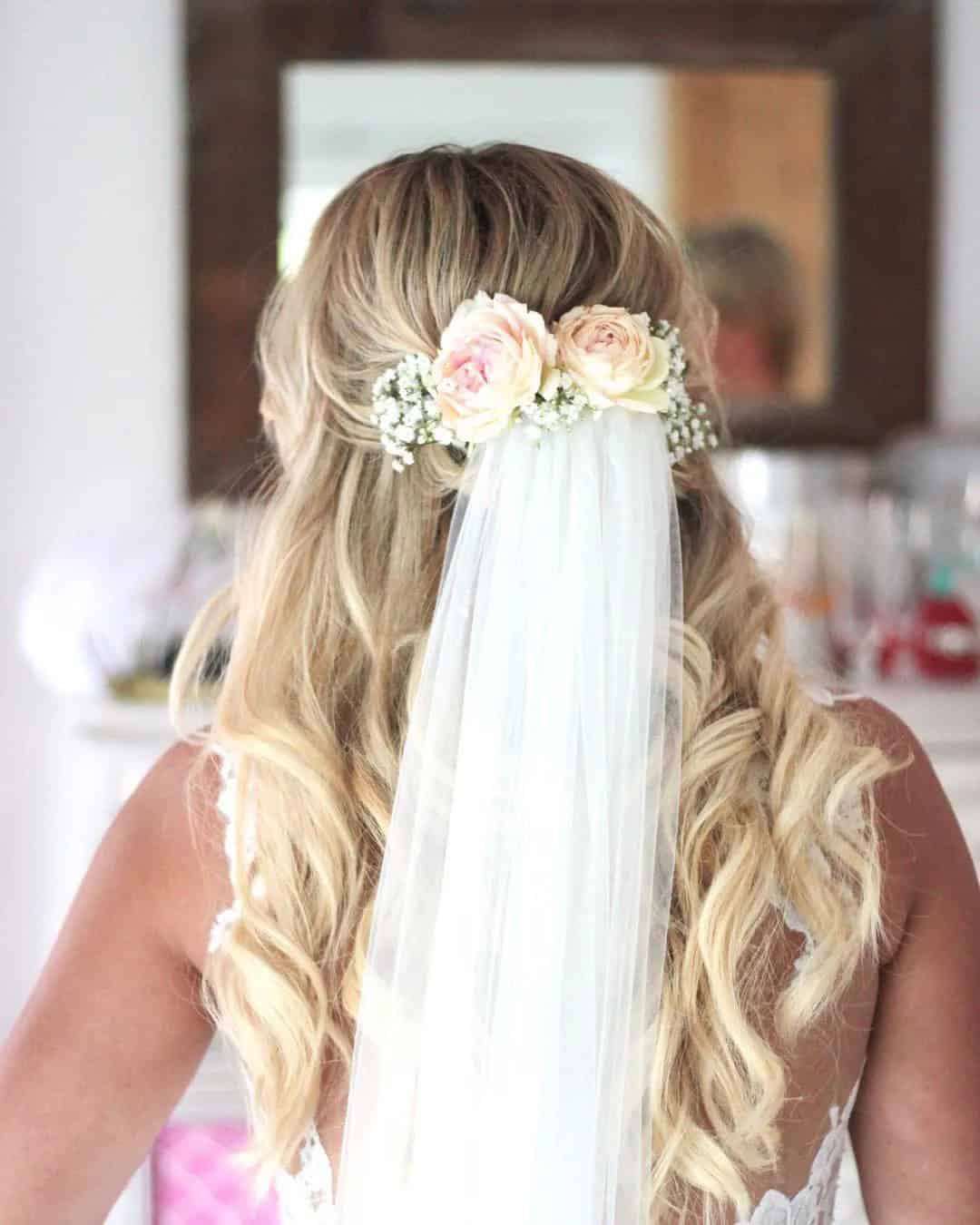 Bridal Look with Veil and Flowers