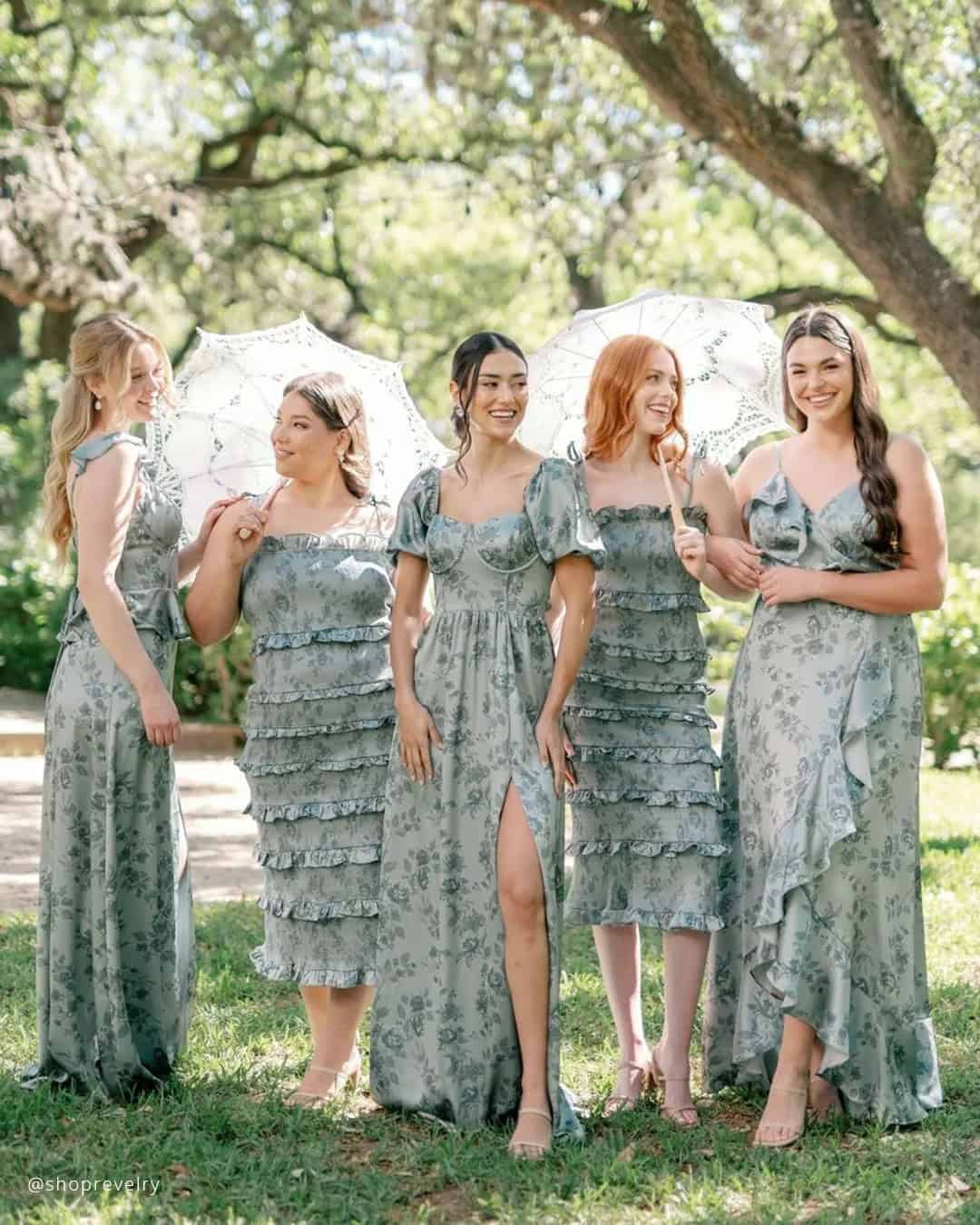 Sage Green Floral Bridesmaid Dresses