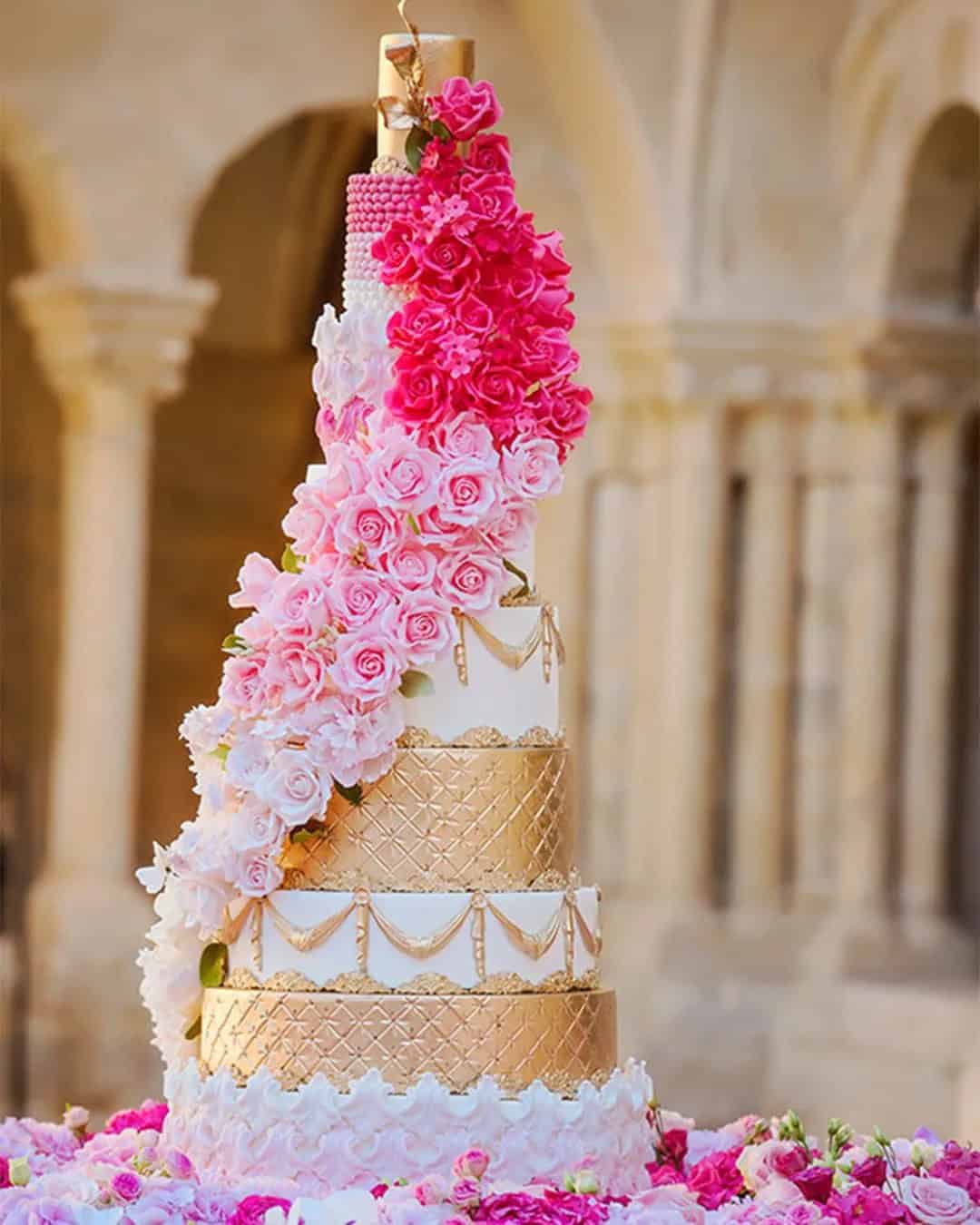 Flower Cascade On The Cake