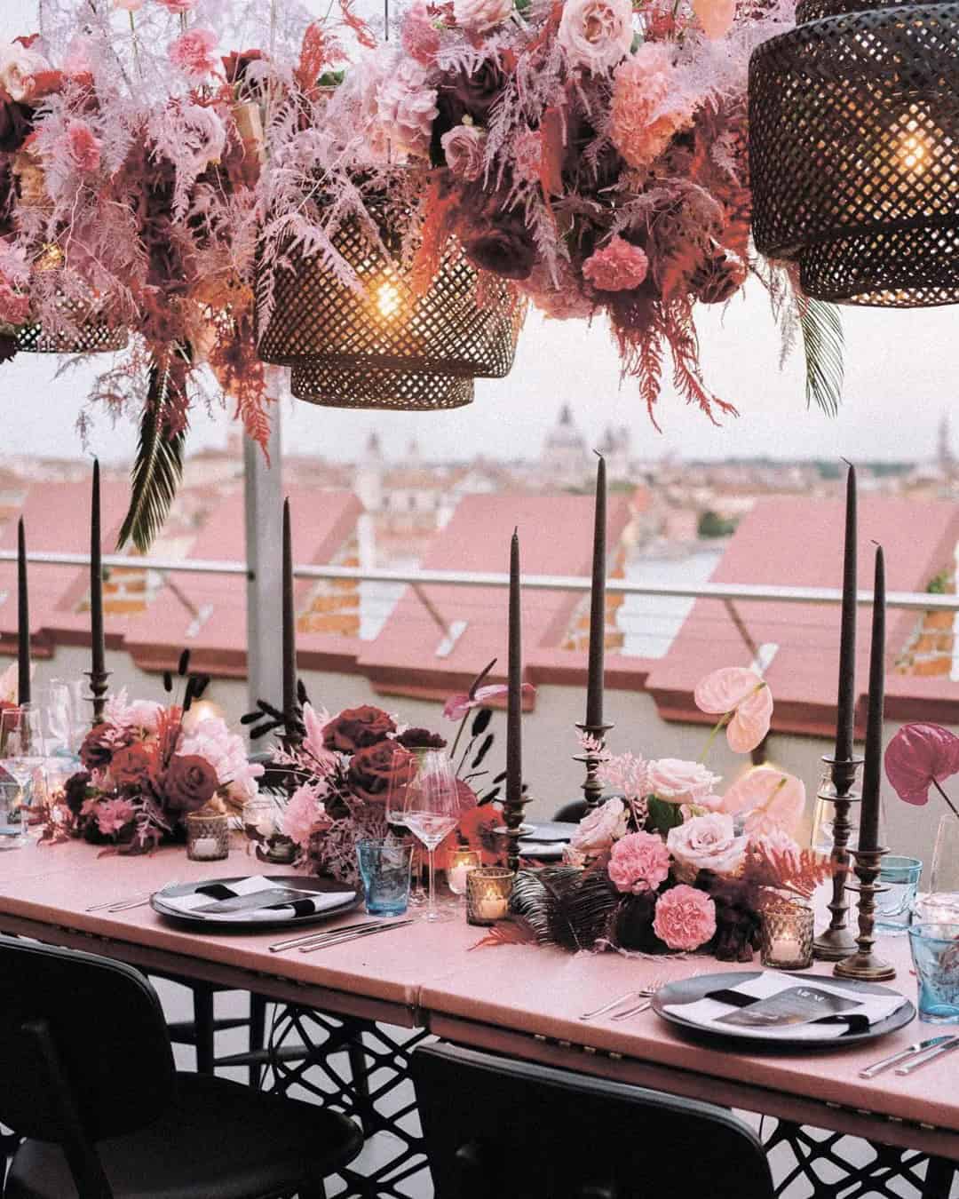 Outdoor wedding table settings