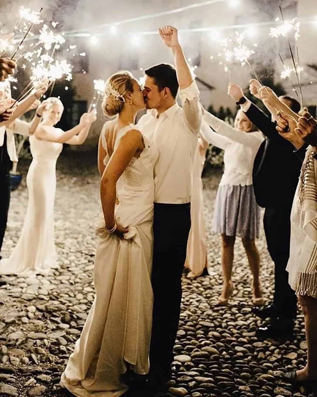 Best Wedding Photos for Getaway with Sparklers