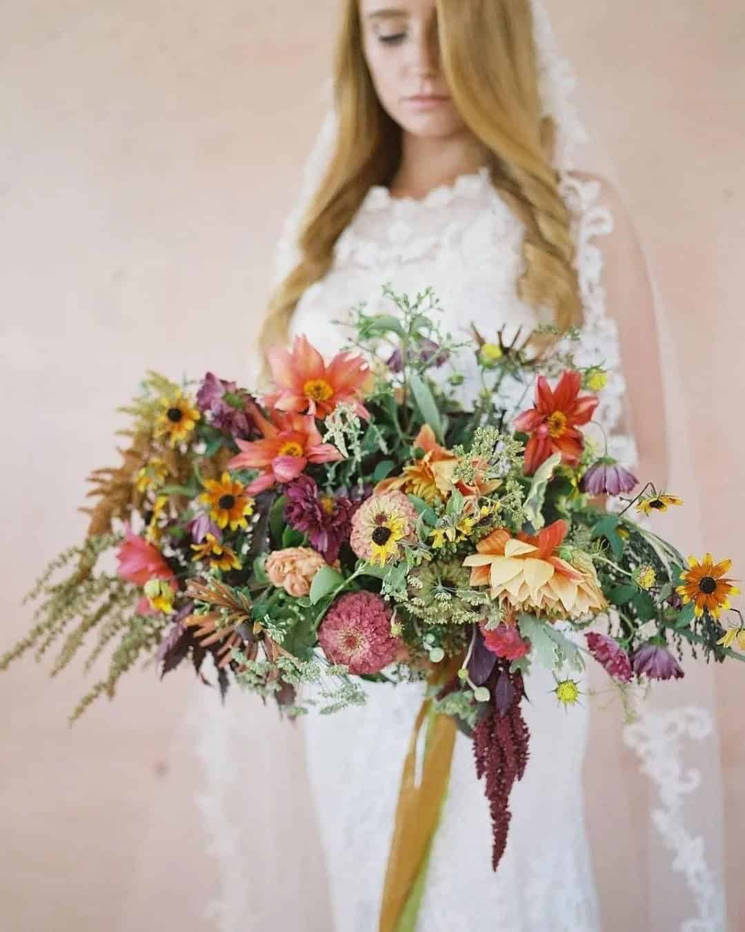 Colourful Wedding Bouquets with Sunflower