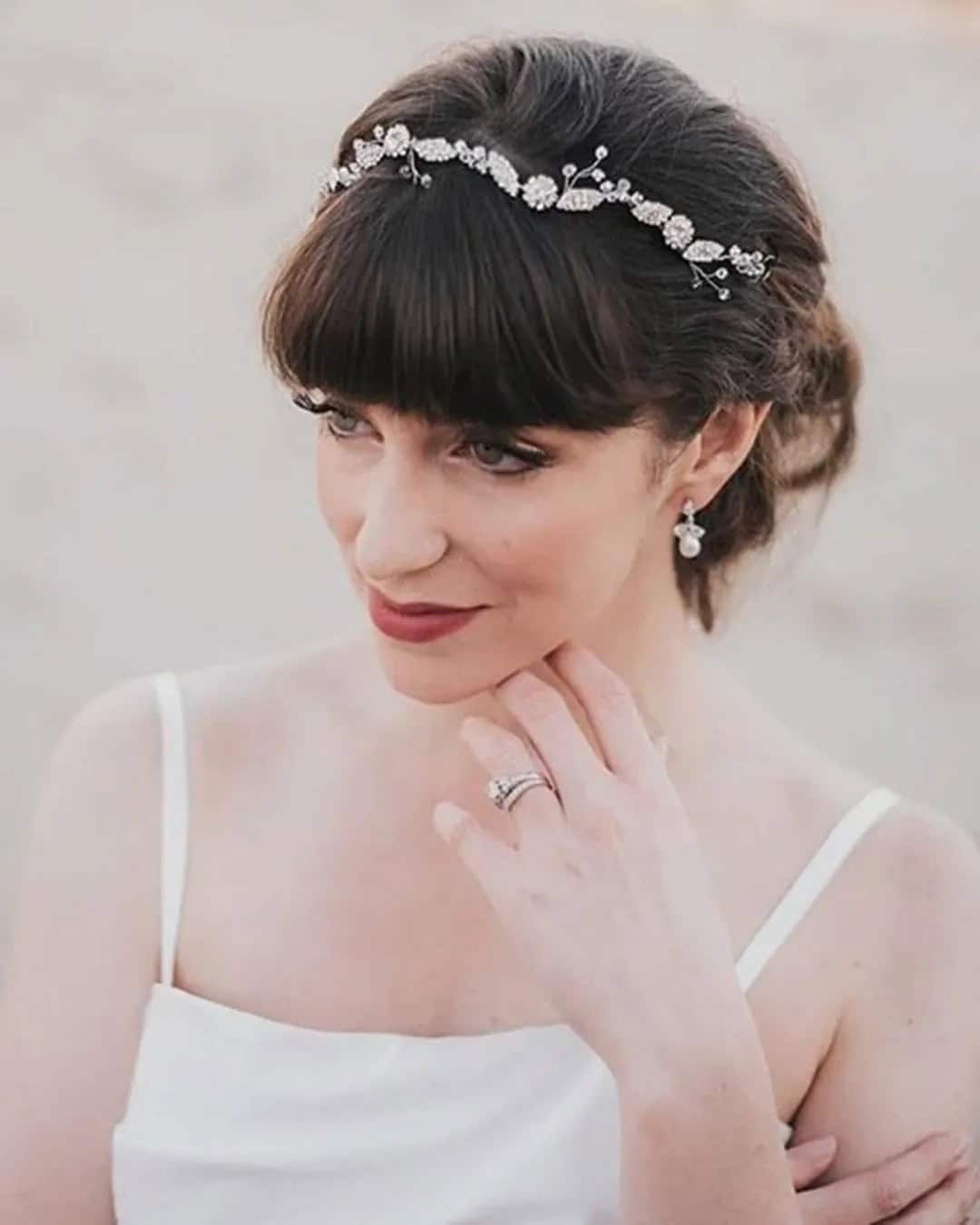 Wedding Hair With Blunt Bangs