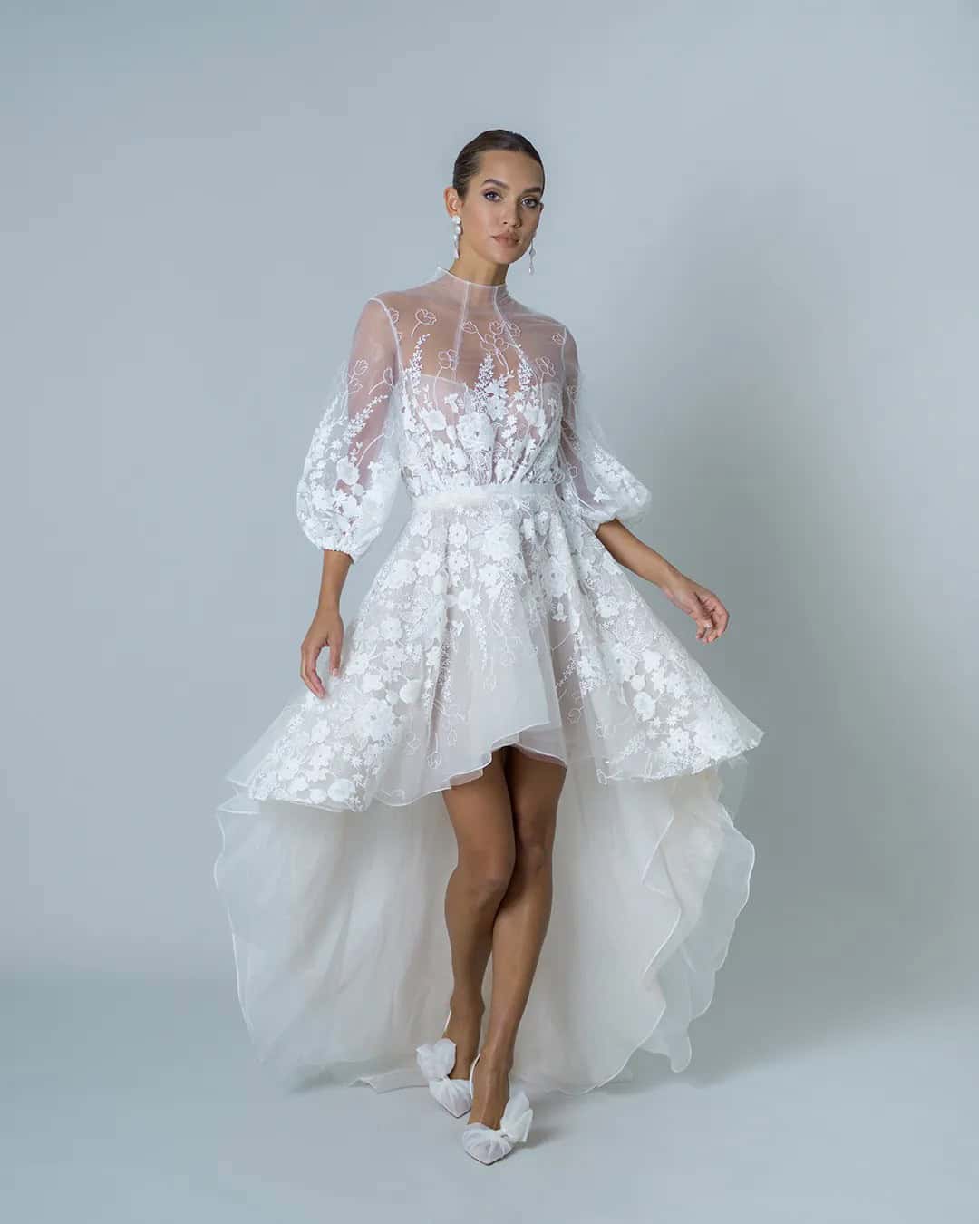 High Low Wedding Dresses With Sleeves