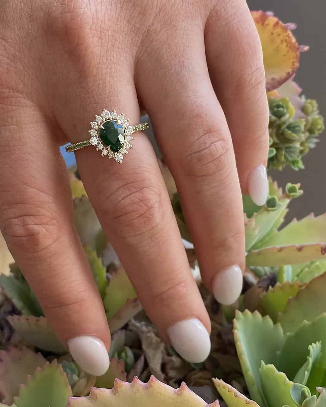 Green Gemstone Engagement Rings