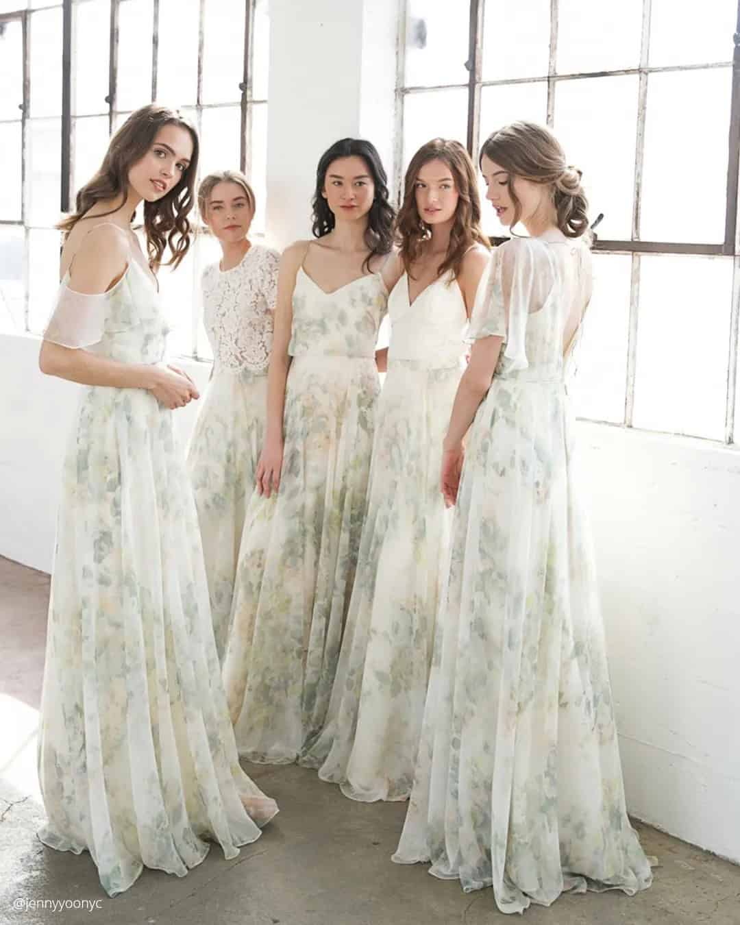 Green Floral Bridesmaid Dresses