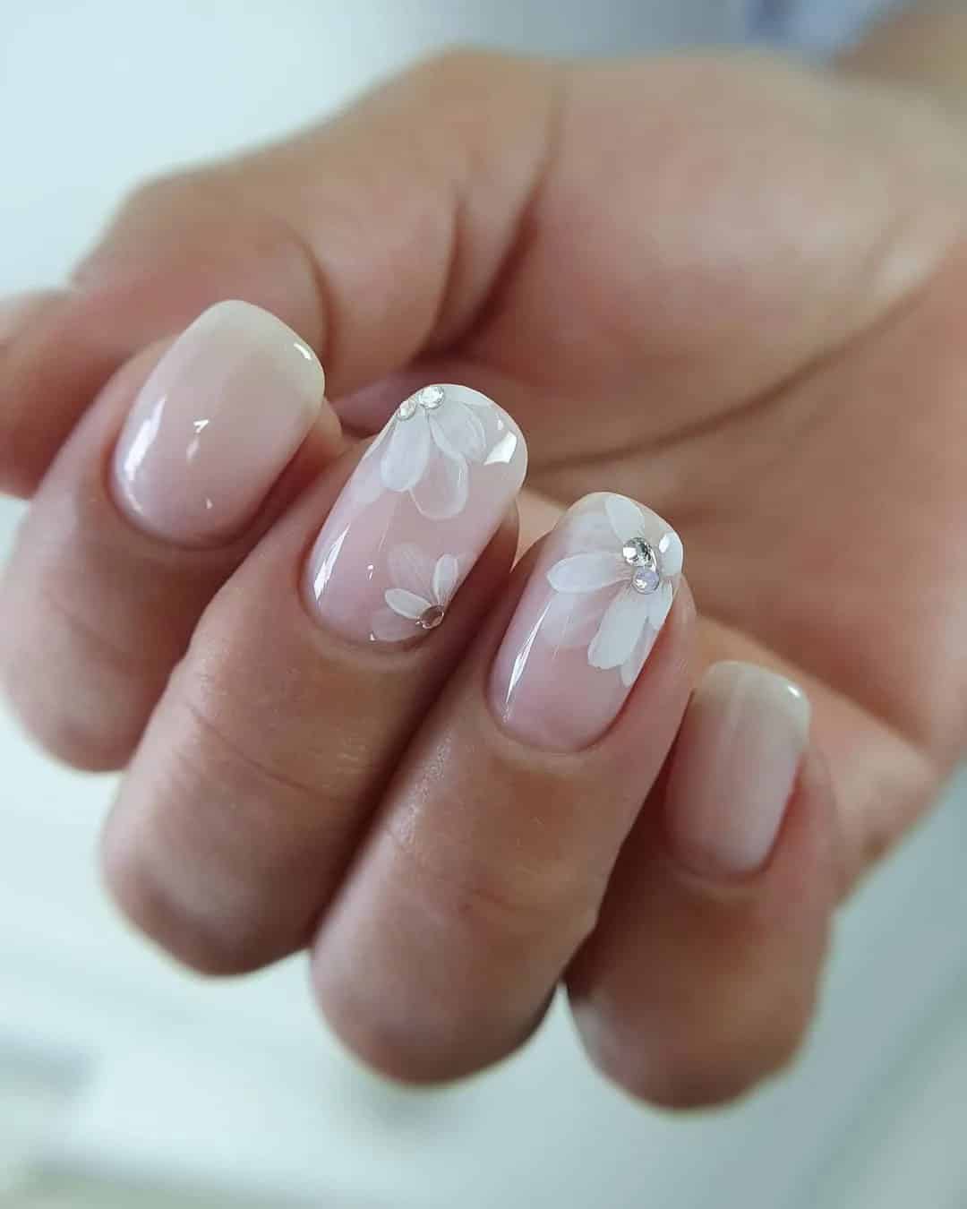 Cute Pink and White Nails