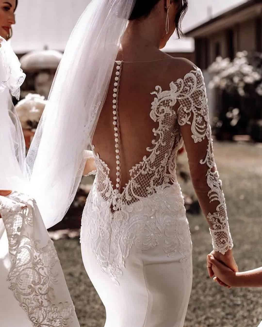 Tattoo Effect Back Wedding Dresses