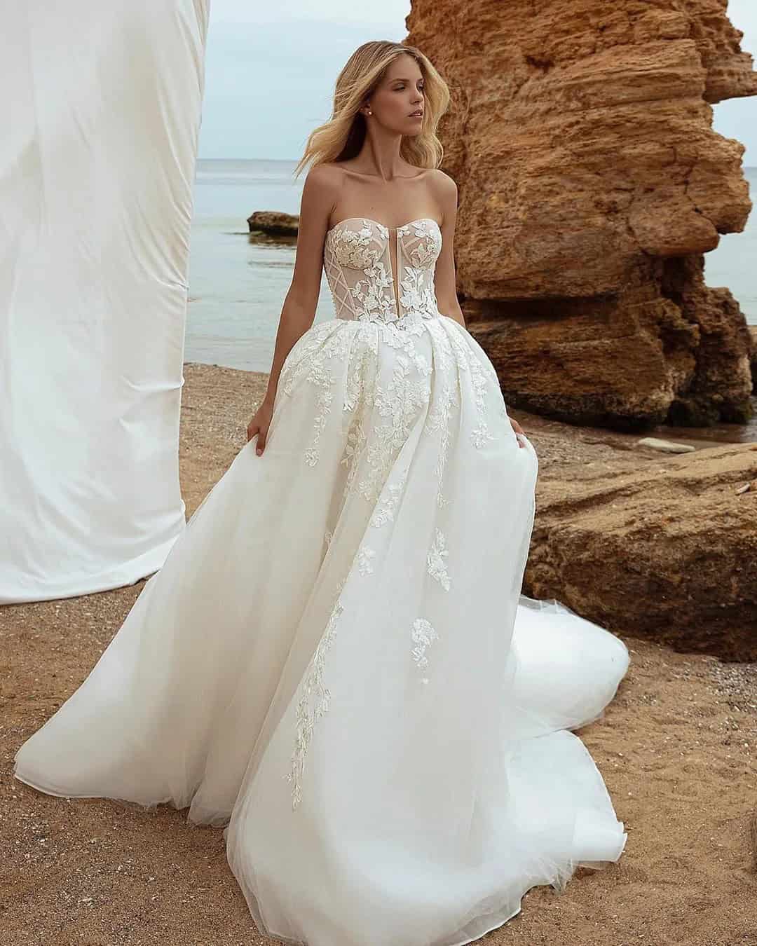 Strapless Beach Wedding Gowns