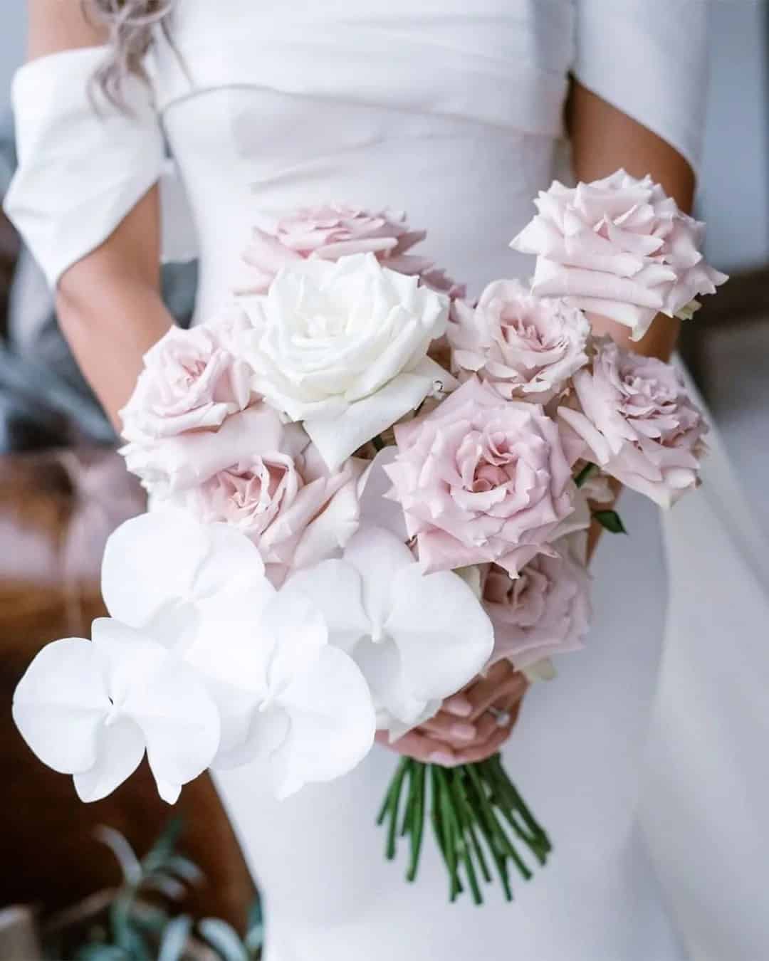 Cascading Pink And White Wedding Bouquets