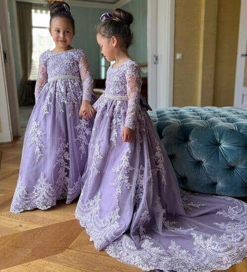 27 Purple Lace Flower Girl Dress