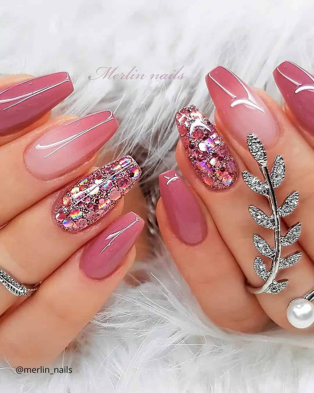 Coffin Ombre Wedding Nails