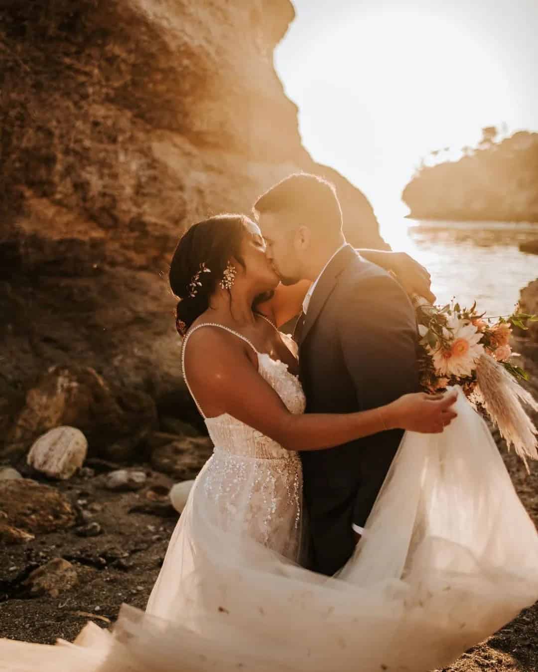 Magic Sunset Wedding Kiss