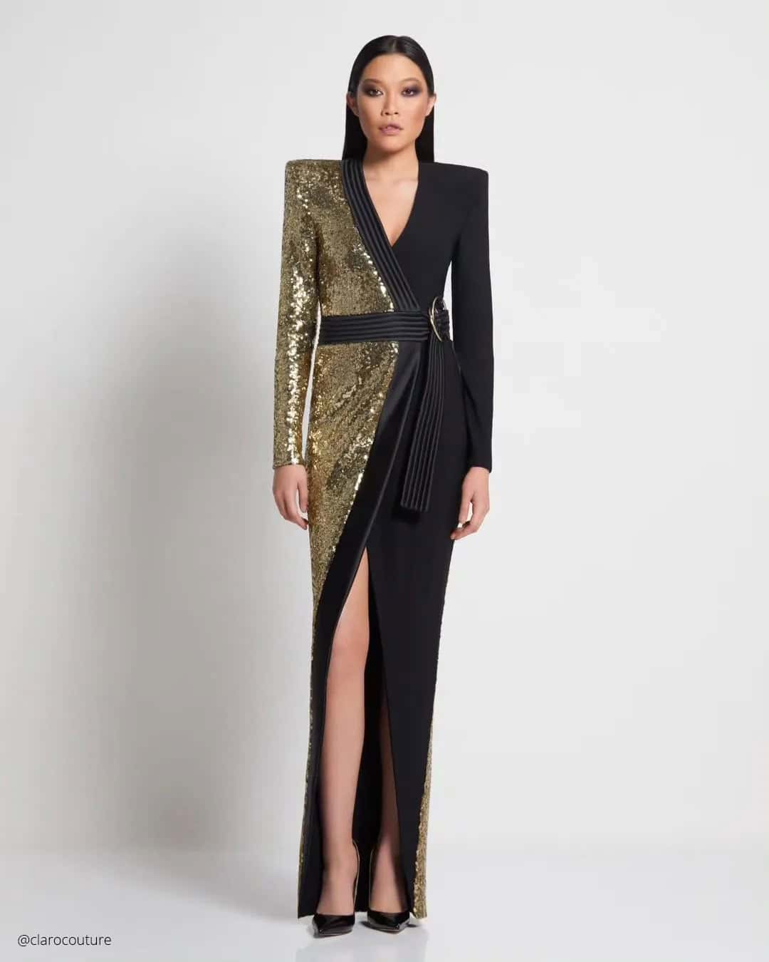 Long Black and Gold Dress Ideas