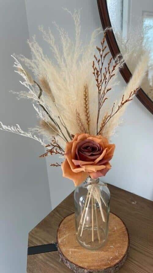 Pampas grass and roses