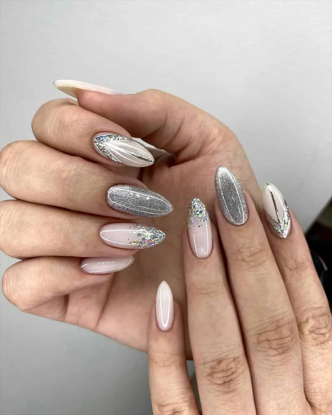 Wedding Nails with Glitter