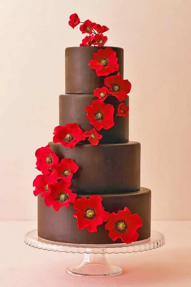 Colorful Fondant Flower Wedding Cakes