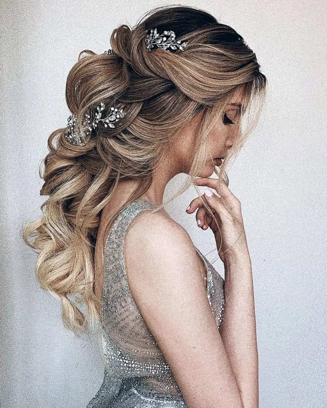 Curly Half Up Half Down Wedding Hairstyles