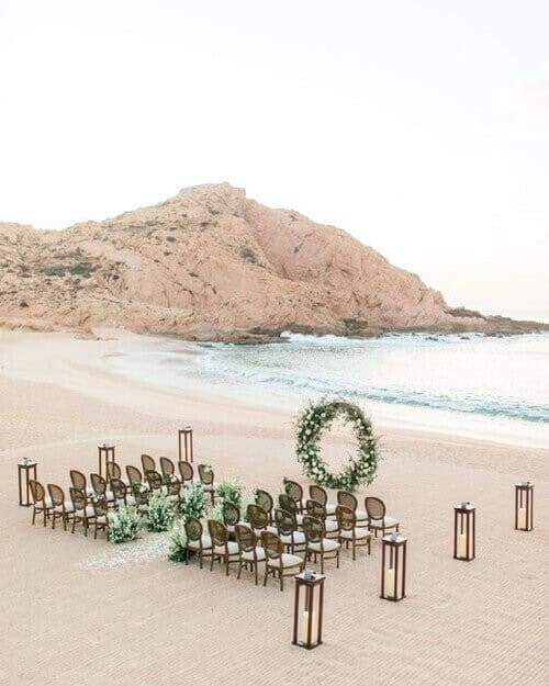 An aisle of rose petals