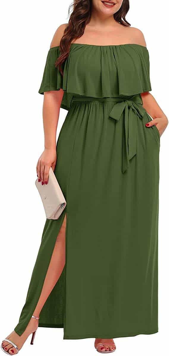 Maxi dress with bow and pockets