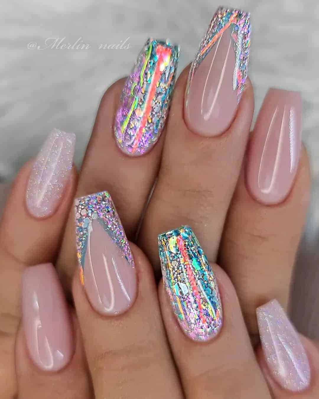 Bachelorette Nails With Glitter