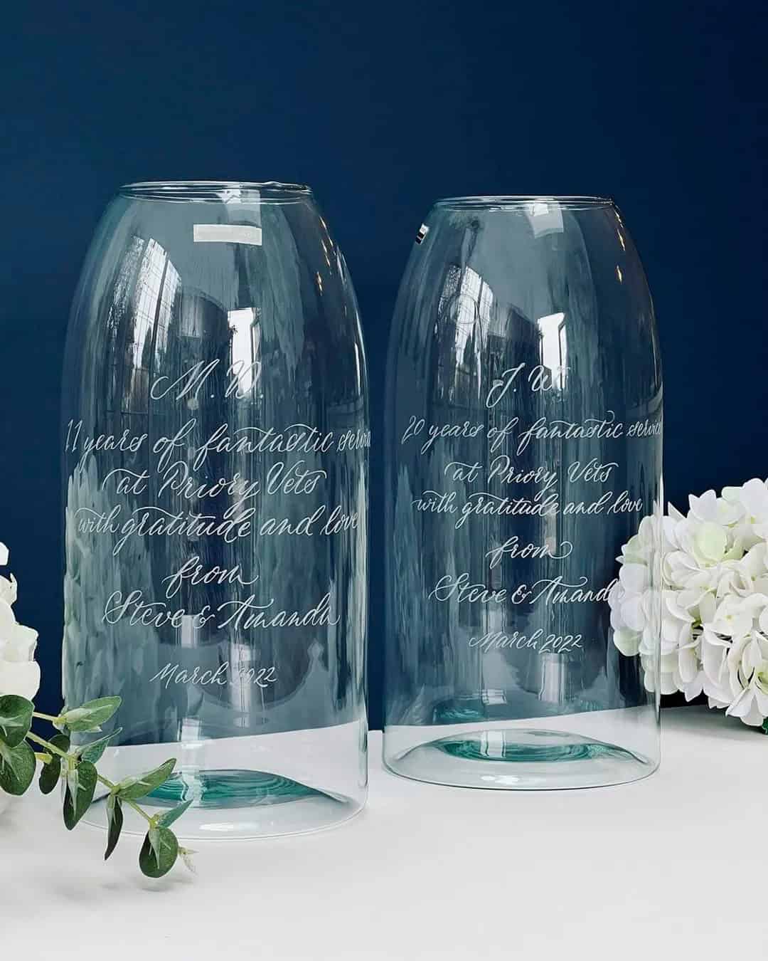 Engraved vases