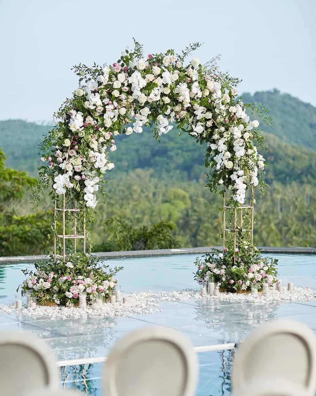 All White Wedding Ceremony Decor