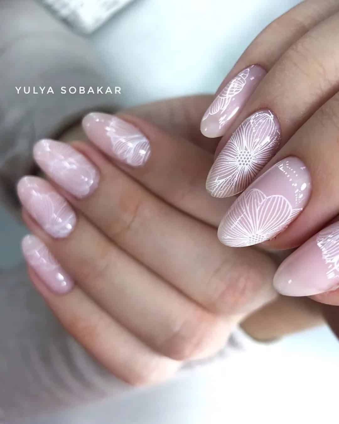 Light Pink Lace Nails