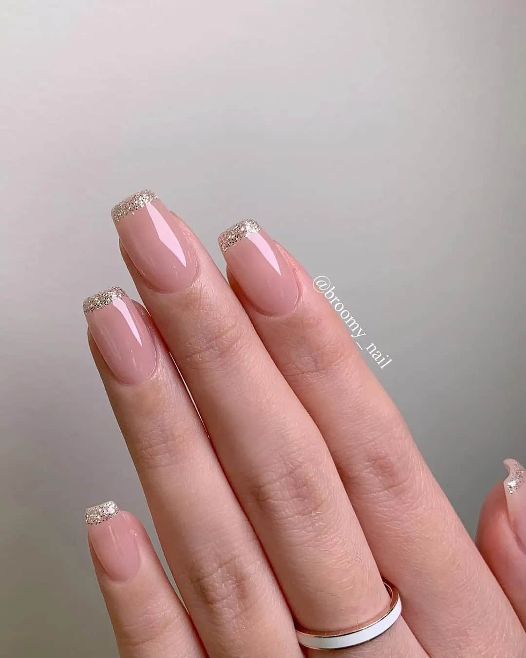 Glittery French Tip Wedding Nails